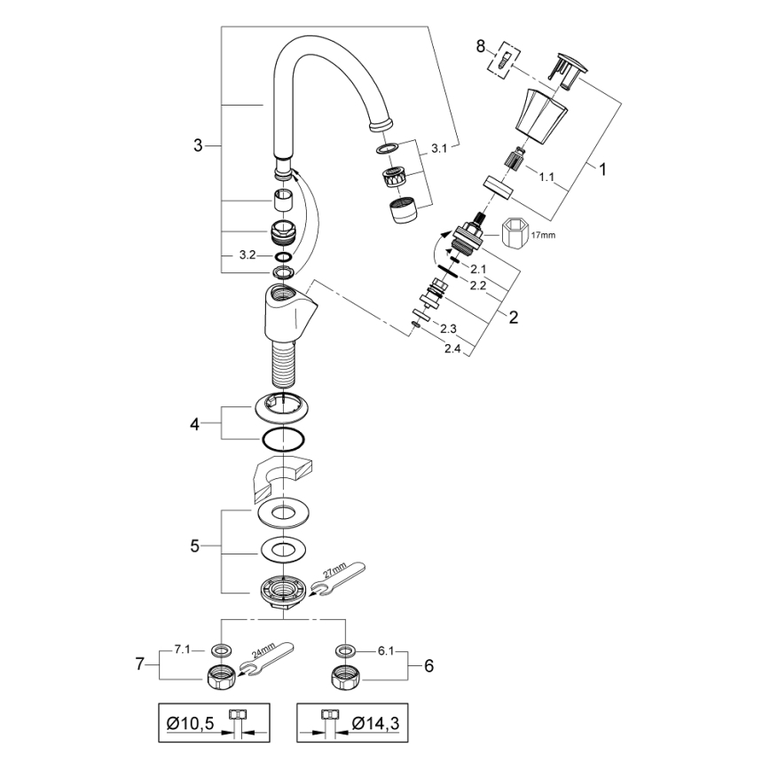 GROHE 20393001 - püstventiil COSTA L DN 15, läikiv kroom