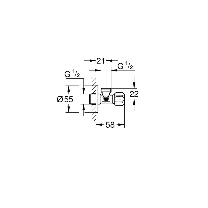 GROHE 22025000 - Nurkventiil UNIVERSAL DN 15 läikiv kroom