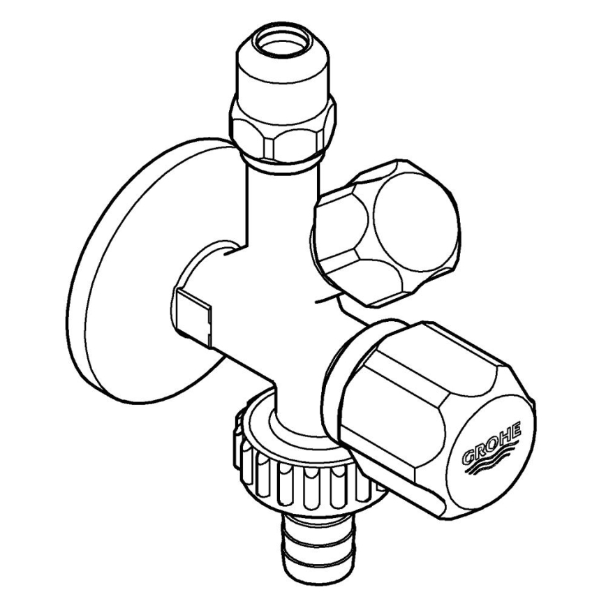 GROHE 22036000 - Kombineeritud nurkventiil ORIGINAL WAS® DN 15, läikiv kroom