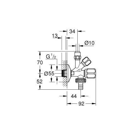 GROHE 22036000 - Kombineeritud nurkventiil ORIGINAL WAS® DN 15, läikiv kroom