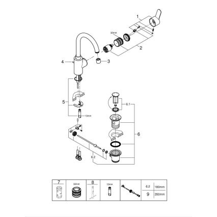 GROHE 23043003 - Valamu segisti EUROSTYLE COSMOPOLITAN, suurus L, kroomitud