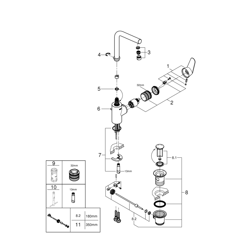 GROHE 23054003 - Valamusegisti EURODISC COSMOPOLITAN suurus L kroom