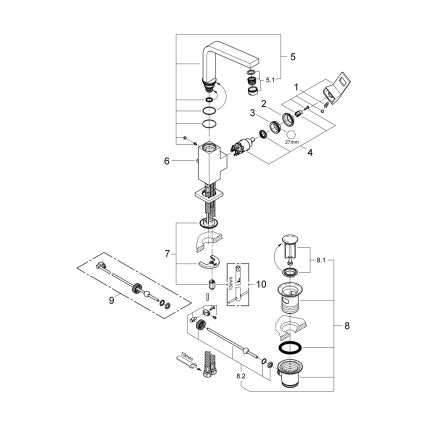 GROHE 23135AL0 - EUROCUBE valamu segisti, suurus L, grafiit