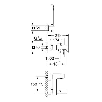 GROHE 23141000 - EUROCUBE vannisegisti DN 15, läikiv kroom