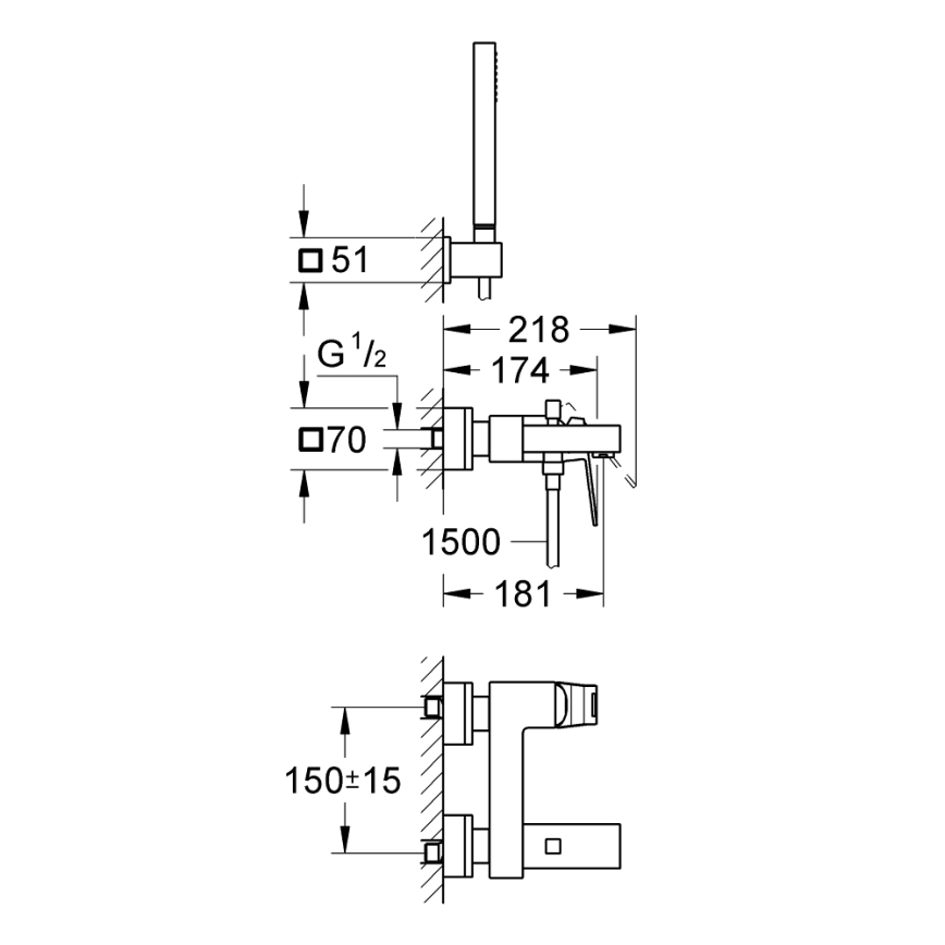 GROHE 23141000 - EUROCUBE vannisegisti DN 15, läikiv kroom