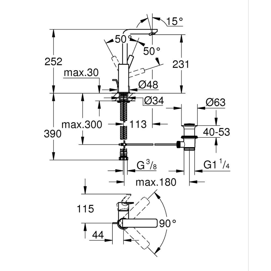 GROHE 23296001 - LINEARE valamusegisti, suurus L, läikiv kroom
