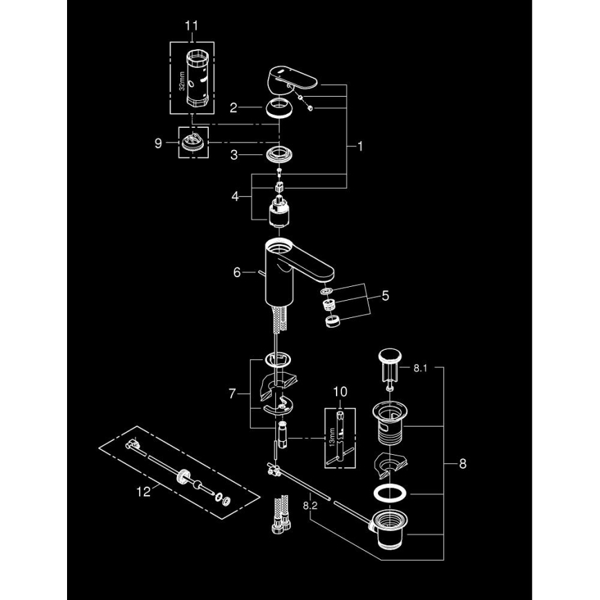 GROHE 23325000 - Valamu segisti EUROSMART COSMOPOLITAN suurus M kroom