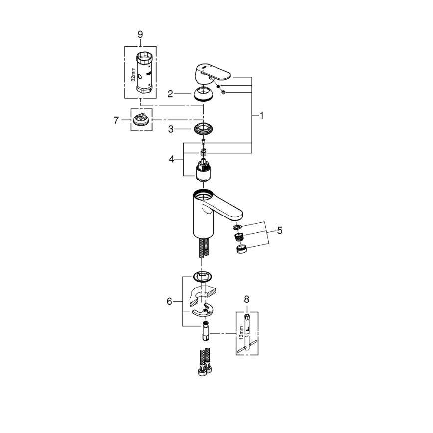 GROHE 23327000 - Valamusegisti EUROSMART COSMOPOLITAN DN 15, suurus M, kroomitud