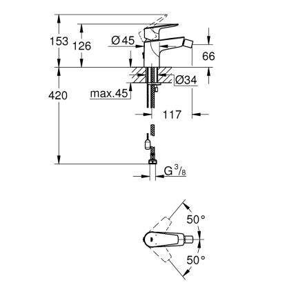 GROHE 23332001 - Bidee segisti BAUEDGE, suurus S, läikiv kroom
