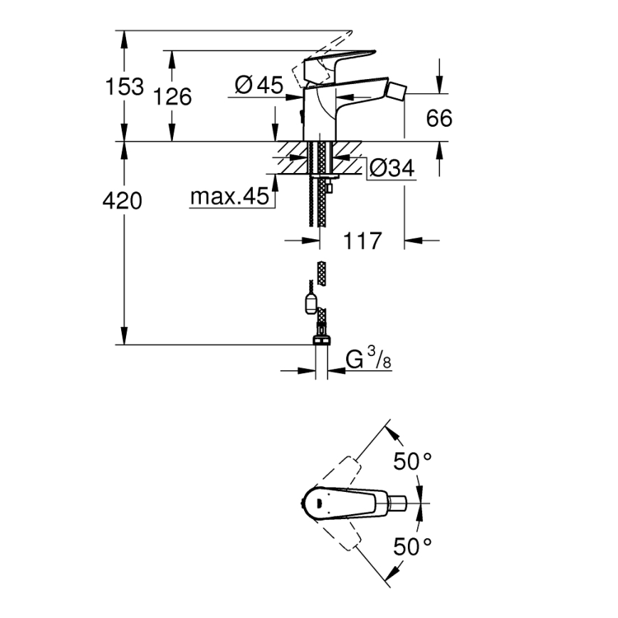 GROHE 23332001 - Bidee segisti BAUEDGE, suurus S, läikiv kroom