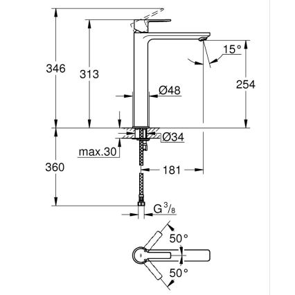 GROHE 23405AL1 - LINEARE XL valamusegisti, grafiit