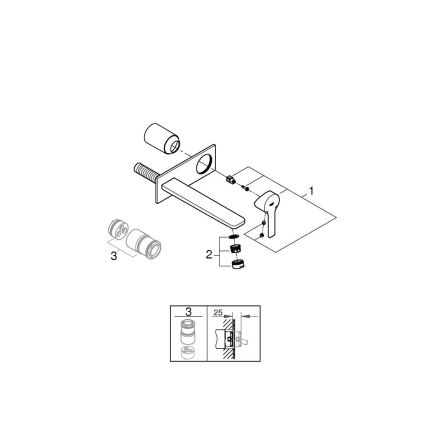 GROHE 23444AL1 - Valamusegisti peidetavaks paigaldamiseks LINEARE 207 mm grafiit