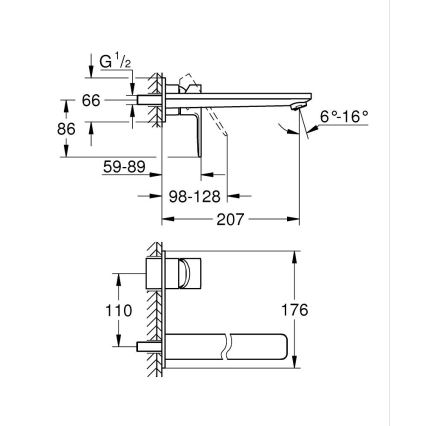 GROHE 23444AL1 - Valamusegisti peidetavaks paigaldamiseks LINEARE 207 mm grafiit