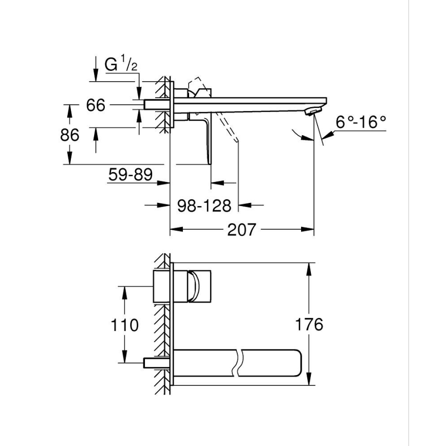GROHE 23444AL1 - Valamusegisti peidetavaks paigaldamiseks LINEARE 207 mm grafiit