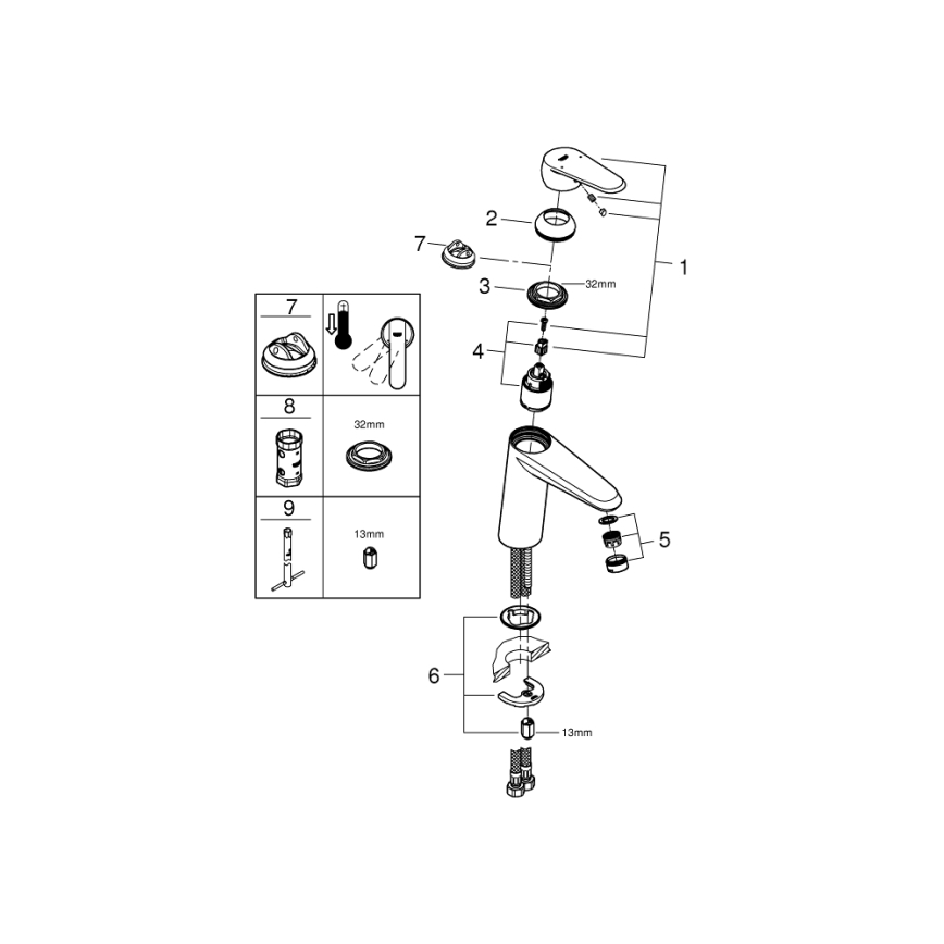 GROHE 23449002 - Valamu segisti EURODISC COSMOPOLITAN suurus M, kroomitud