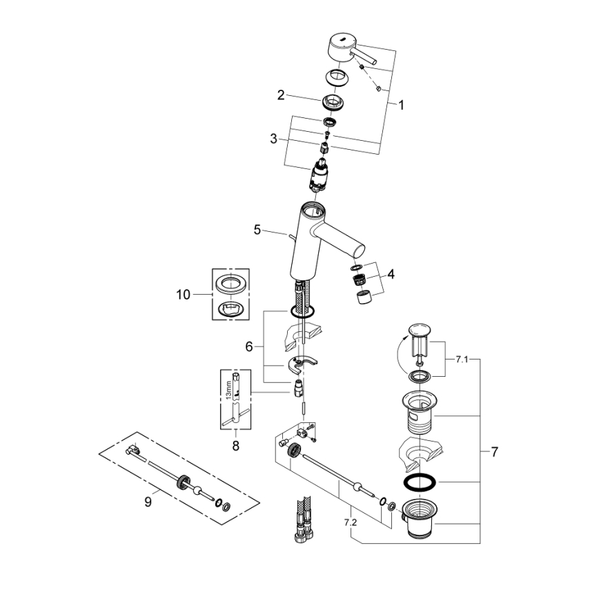 GROHE 23450001 - CONCETTO M valamu segisti, läikiv kroom
