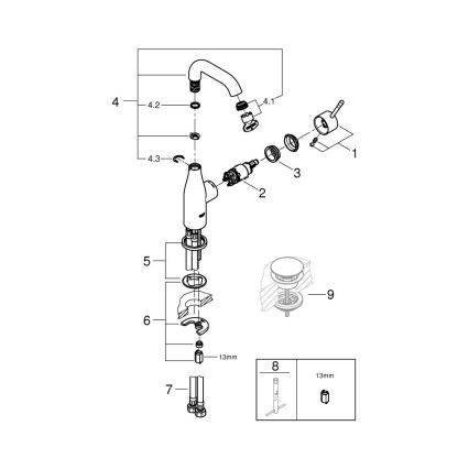 GROHE 23463001 - ESSENCE valamu segisti, M-suurus, läikiv kroomviimistlus