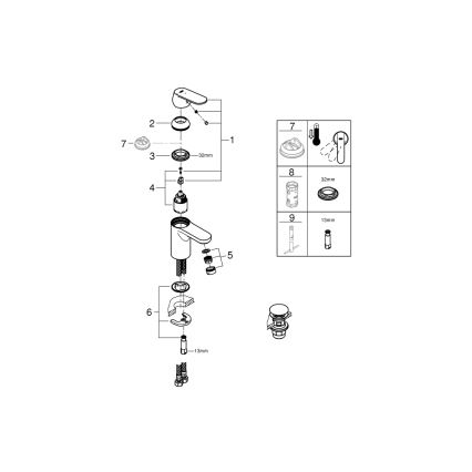 GROHE 23586000 - GET valamu segisti, suurus S, läikiv kroom