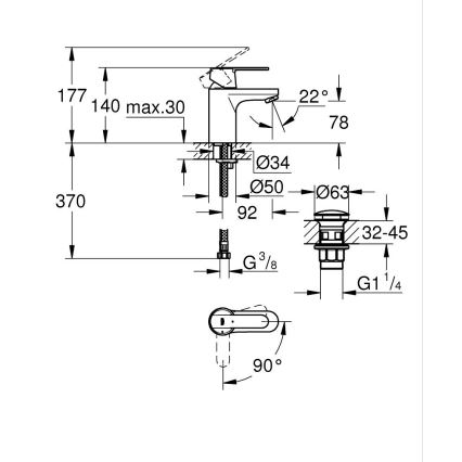 GROHE 23586LS0 - Valamusegisti GET, suurus S, valge