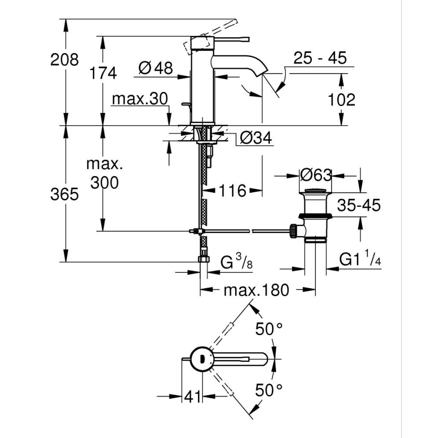 GROHE 23589DA1 - Valamu segisti ESSENCE DN 15 vaskne