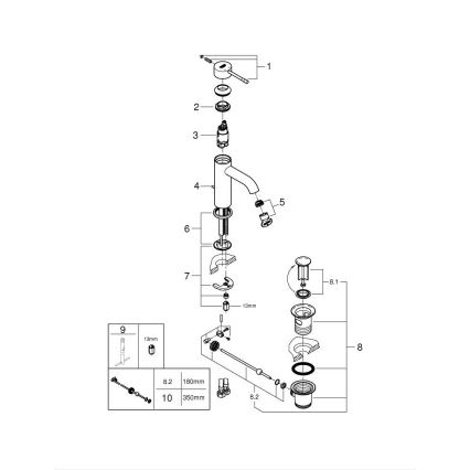 GROHE 23589DC1 - ESSENCE valamu segisti, suurus S, roostevaba teras
