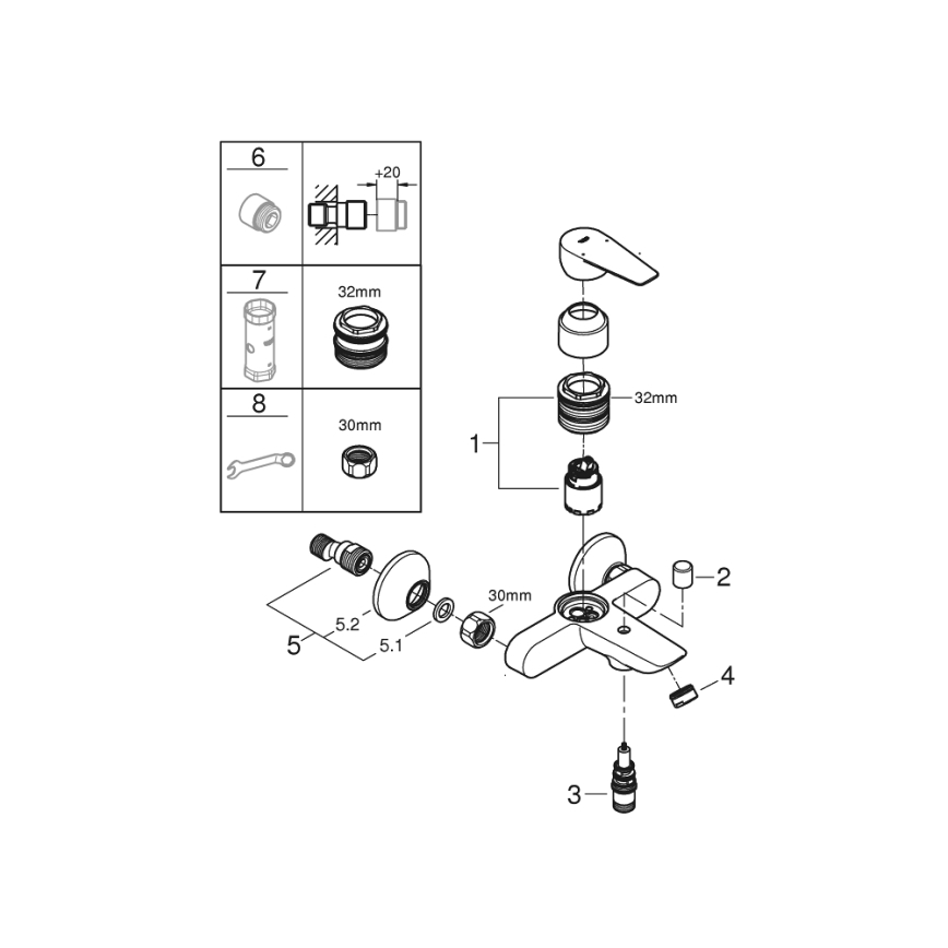 GROHE 23605001 - BAUEDGE vannisegisti 150±15 mm läikiv kroom