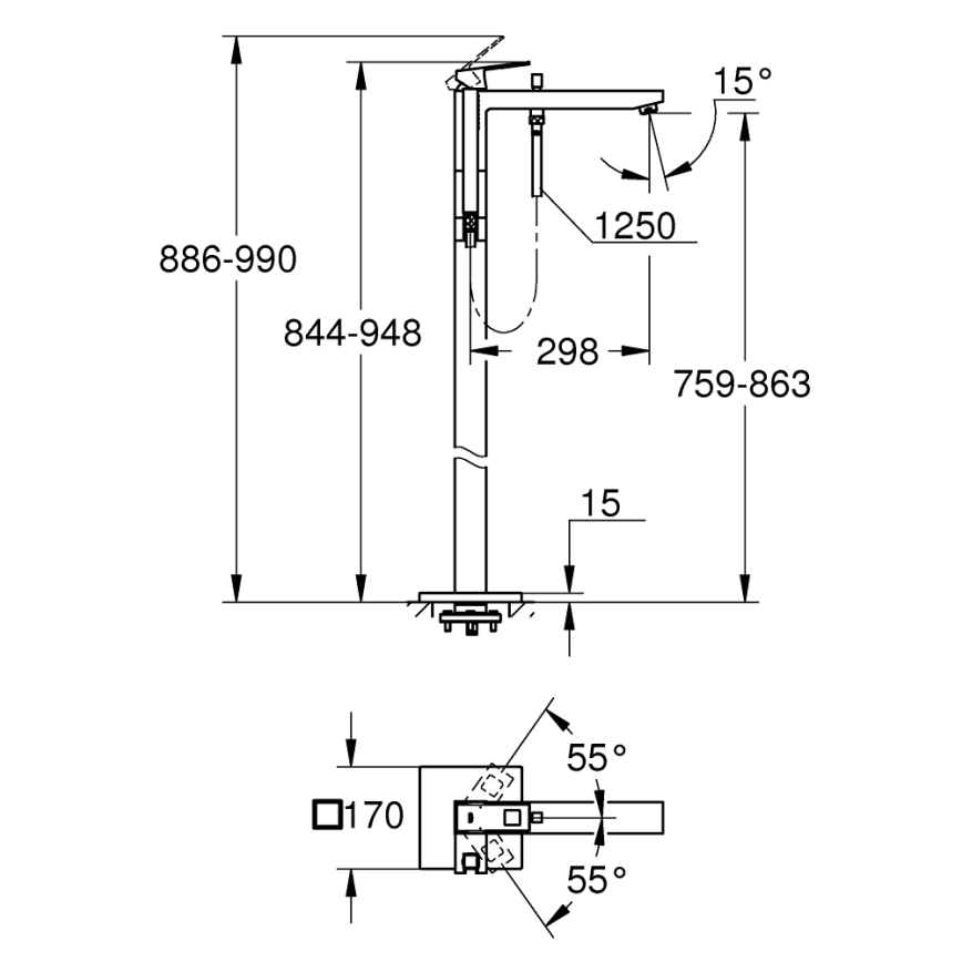 GROHE 23672001 - EUROCUBE vannisegisti 298 mm, läikiv kroom
