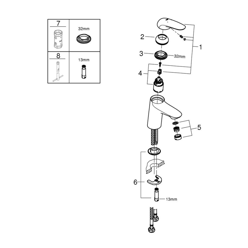 GROHE 23715003 - Valamu segisti EUROSTYLE suurus S läikiv kroom