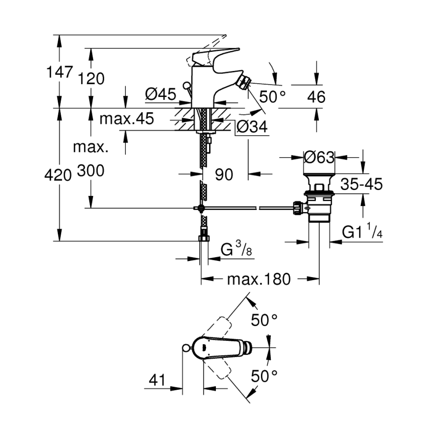GROHE 23770000 - START FLOW bidetisegisti, läikiv kroom