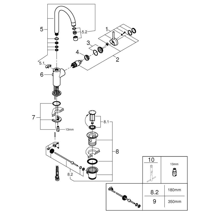GROHE 23783000 - Valamu segisti START CLASSIC 311 mm läikiv kroom