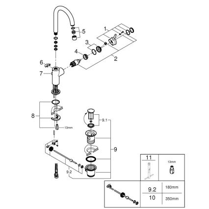 GROHE 23783000 - Valamu segisti START CLASSIC 311 mm läikiv kroom