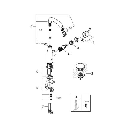 GROHE 23798001 - Valamu segisti ESSENCE DN 15, suurus M, läikiv kroom