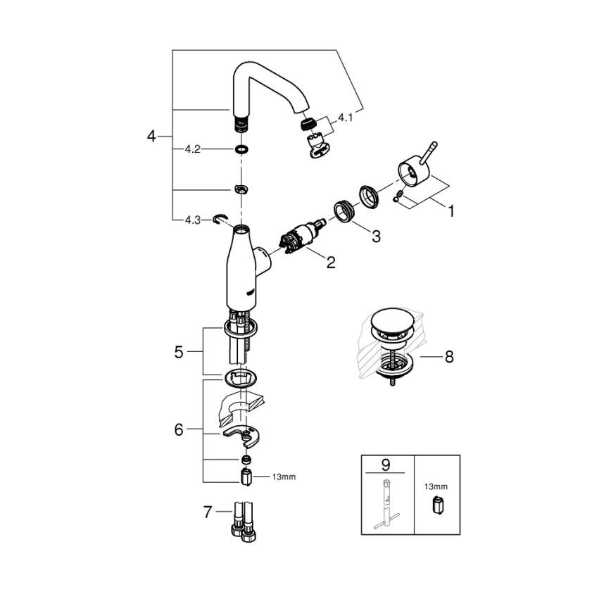 GROHE 23799001 - Valamusegisti ESSENCE, suurus L, läikiv kroom