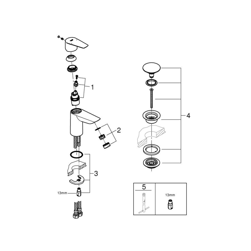 GROHE 23898001 - START EDGE valamu segisti, läikiv kroom