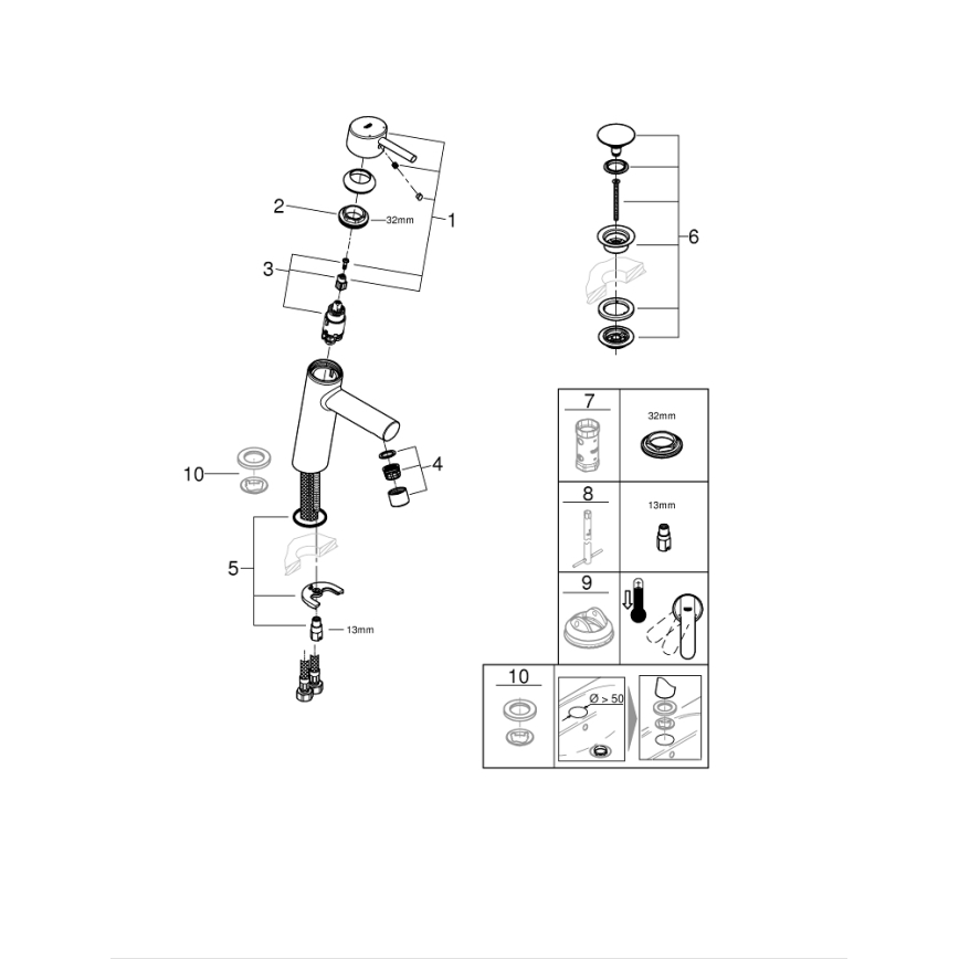 GROHE 23932001 - EUROSMART valamu segisti, suurus M, poleeritud kroom