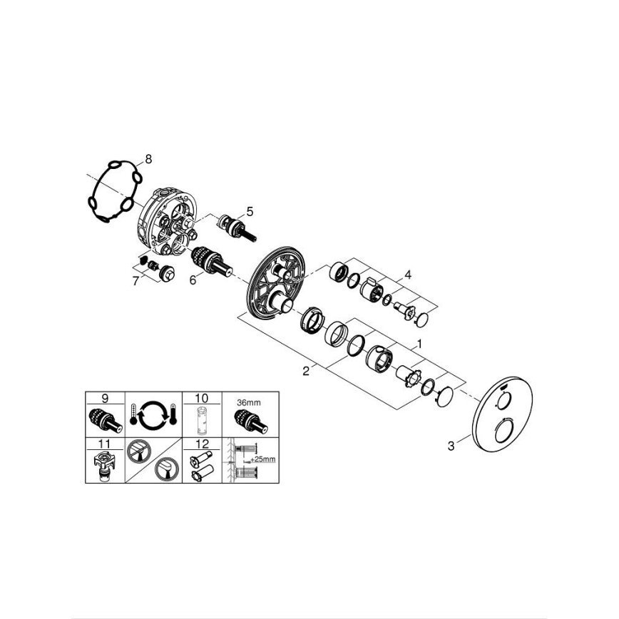 GROHE 24075000 - GROHTHERM termostaatiline dušisegisti, läikiv kroom