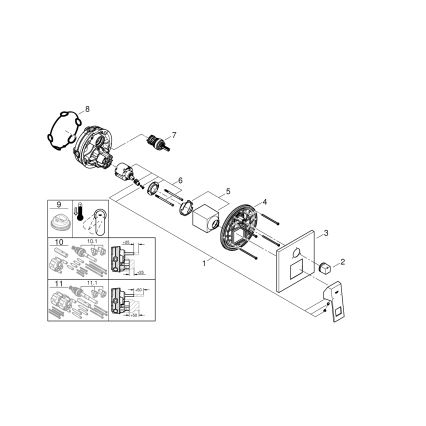 GROHE 24094000 - EUROCUBE segisti 3-tee suunajaga, läikiv kroom