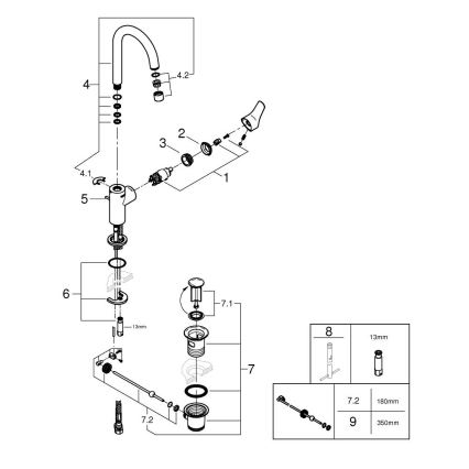GROHE 24203002 - Valamu segisti START, suurus L, läikiv kroom