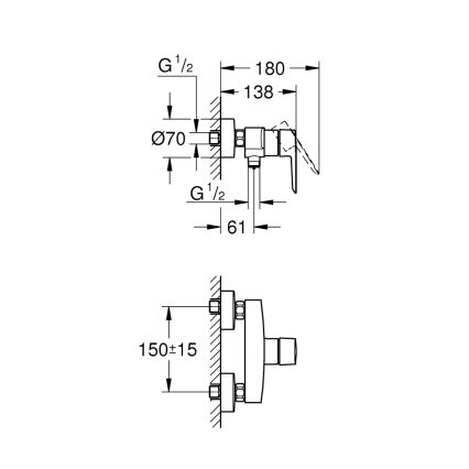 GROHE 24208002 - Dušiseinasegisti START DN 15 läikiv kroom