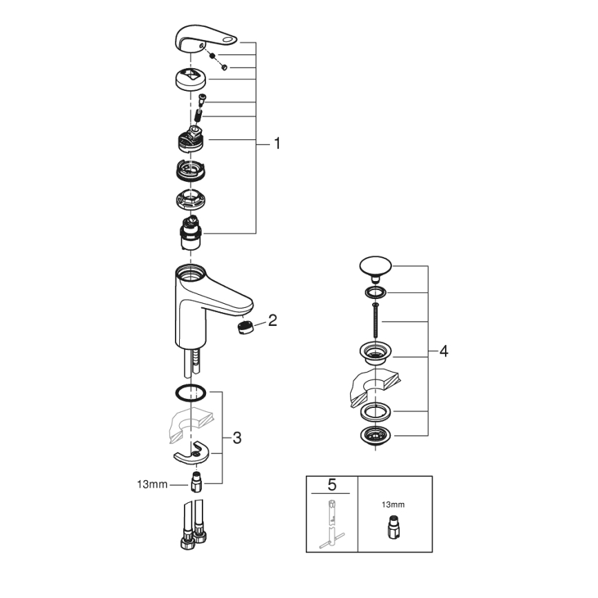 GROHE 24327001 - Valamu segisti SWIFT, suurus M, läikiv kroom