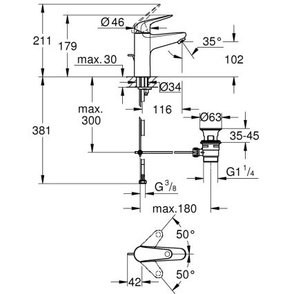 GROHE 24328001 - Valamu segisti SWIFT 179 mm läikiv kroom