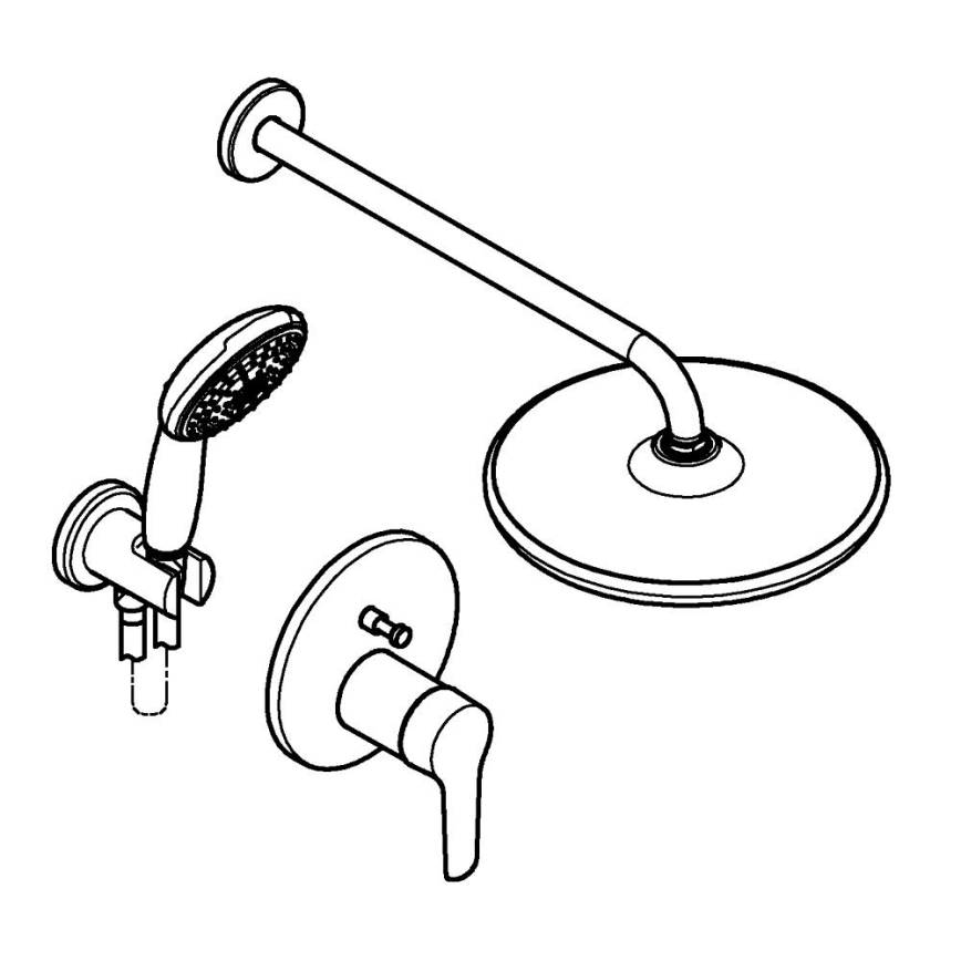 GROHE 25292000 - Seina sisse paigaldatav dušisüsteem START VITALIO START 250, kroomitud