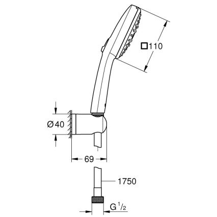 GROHE 26176001 - Dušikomplekt VITALIO COMFORT 110, 110 mm, läikiv kroom