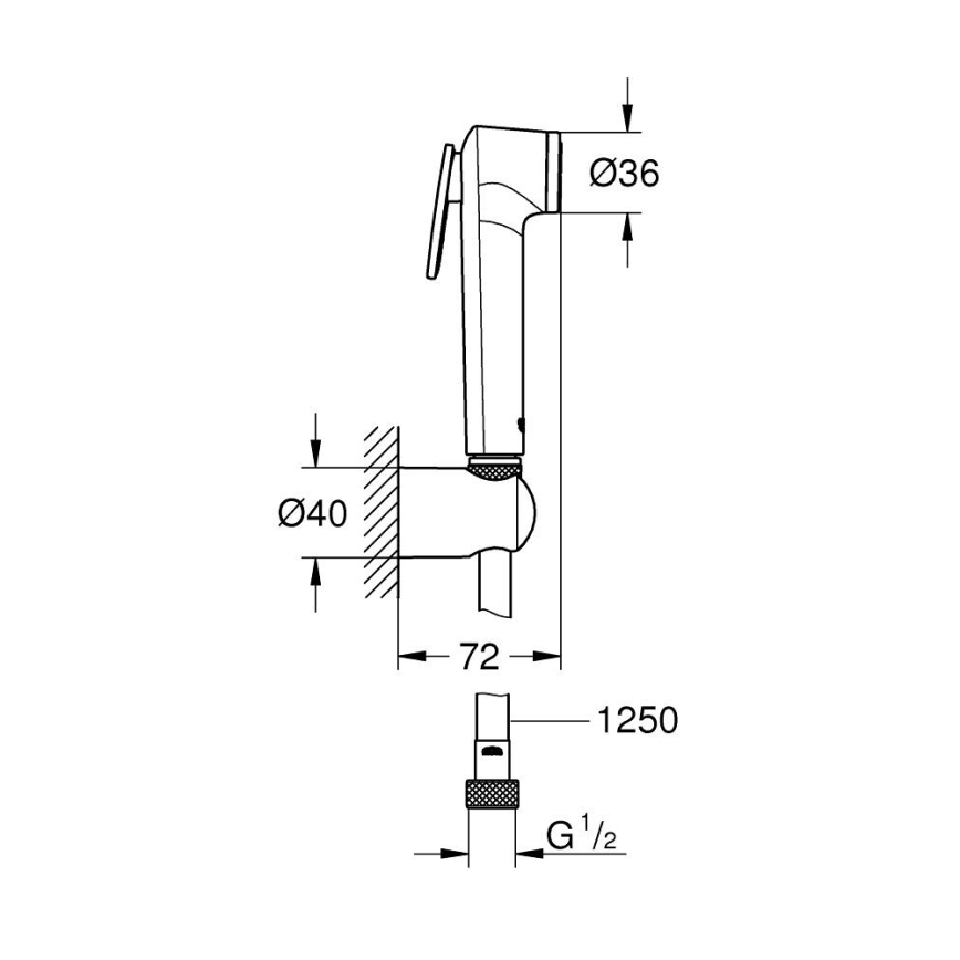 GROHE 26356IL0 - käeshoitav bidetsuihk TEMPESTA-F 30 1250 mm valge