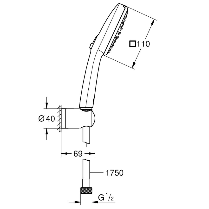 GROHE 263992431 - Dušikomplekt VITALIO COMFORT 110 110 mm must