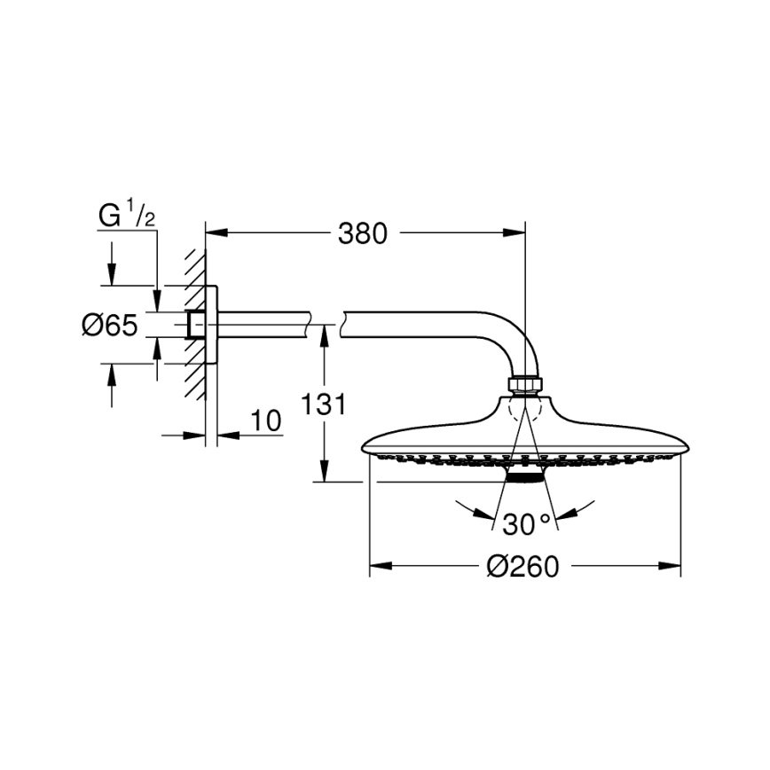 GROHE 26459000 - Peadušš EUPHORIA 260 380 mm läikiv kroom