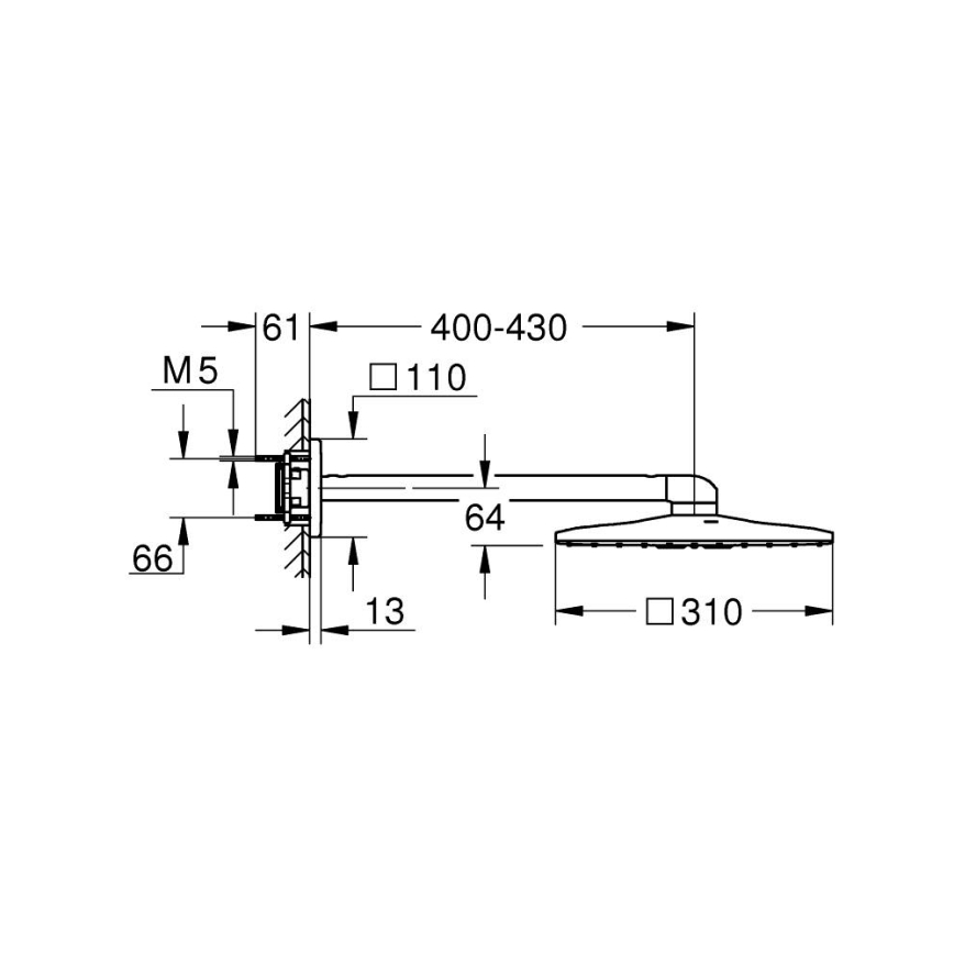 GROHE 26479000 - Dušipea RAINSHOWER SMARTACTIVE 310 CUBE läikiv kroom