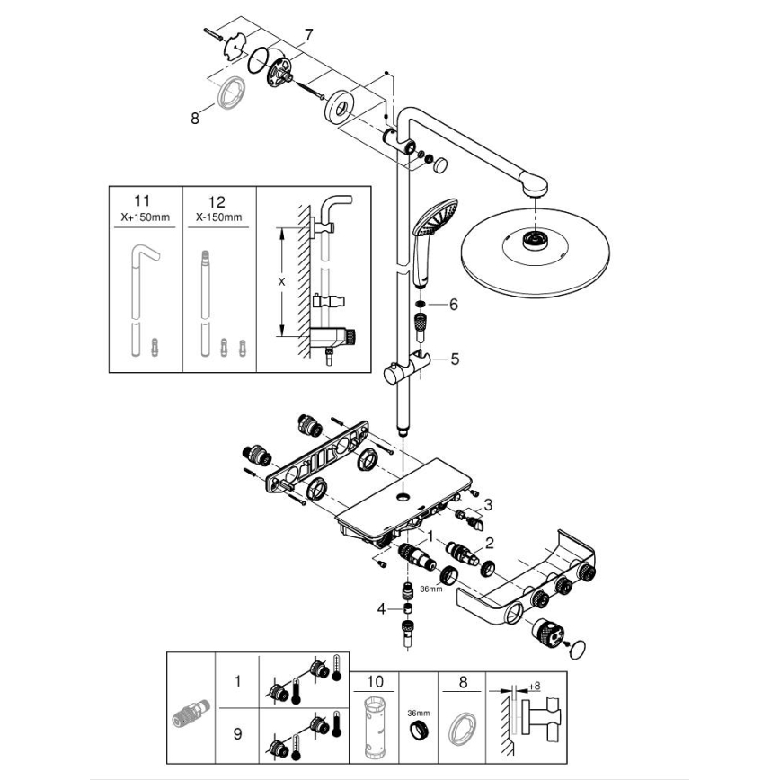 GROHE 26507000 - dušisüsteem EUPHORIA SMARTCONTROL 310 DUO, läikiv kroomviimistlus
