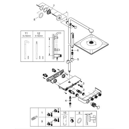 GROHE 26508000 - EUPHORIA SMARTCONTROL 310 CUBE dušisüsteem, läikiv kroom