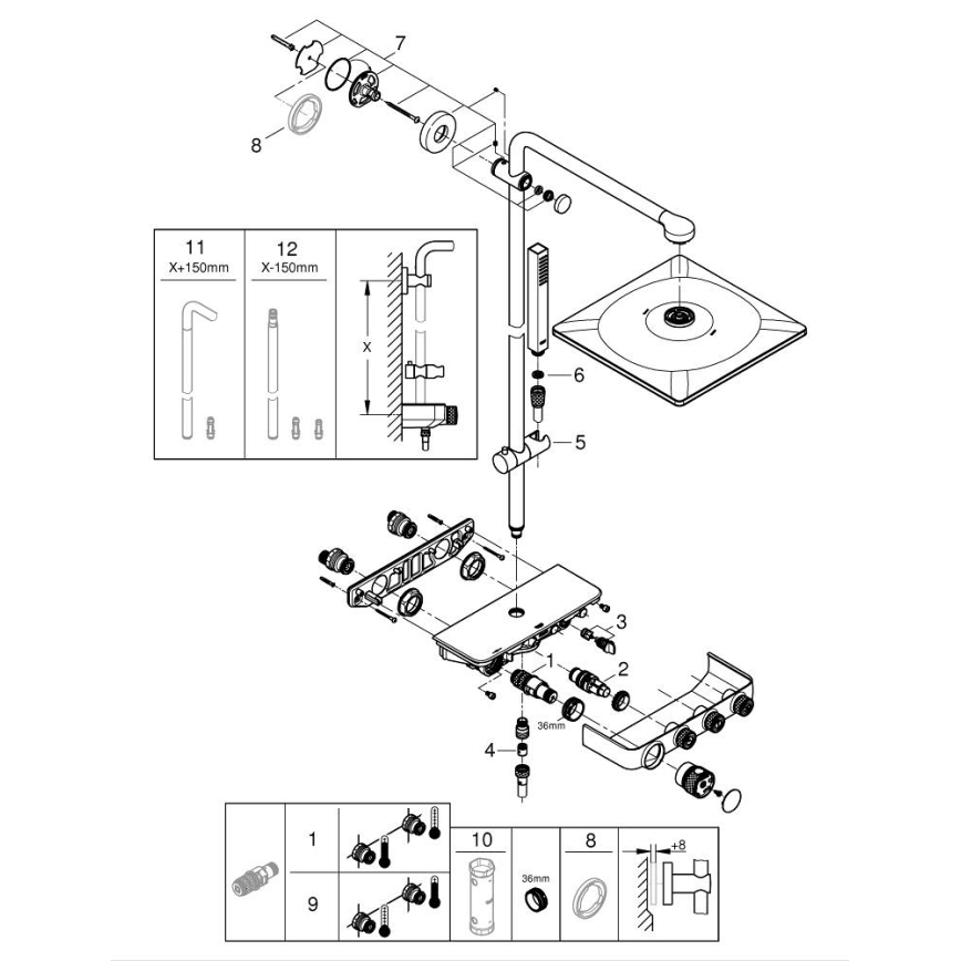 GROHE 26508000 - EUPHORIA SMARTCONTROL 310 CUBE dušisüsteem, läikiv kroom
